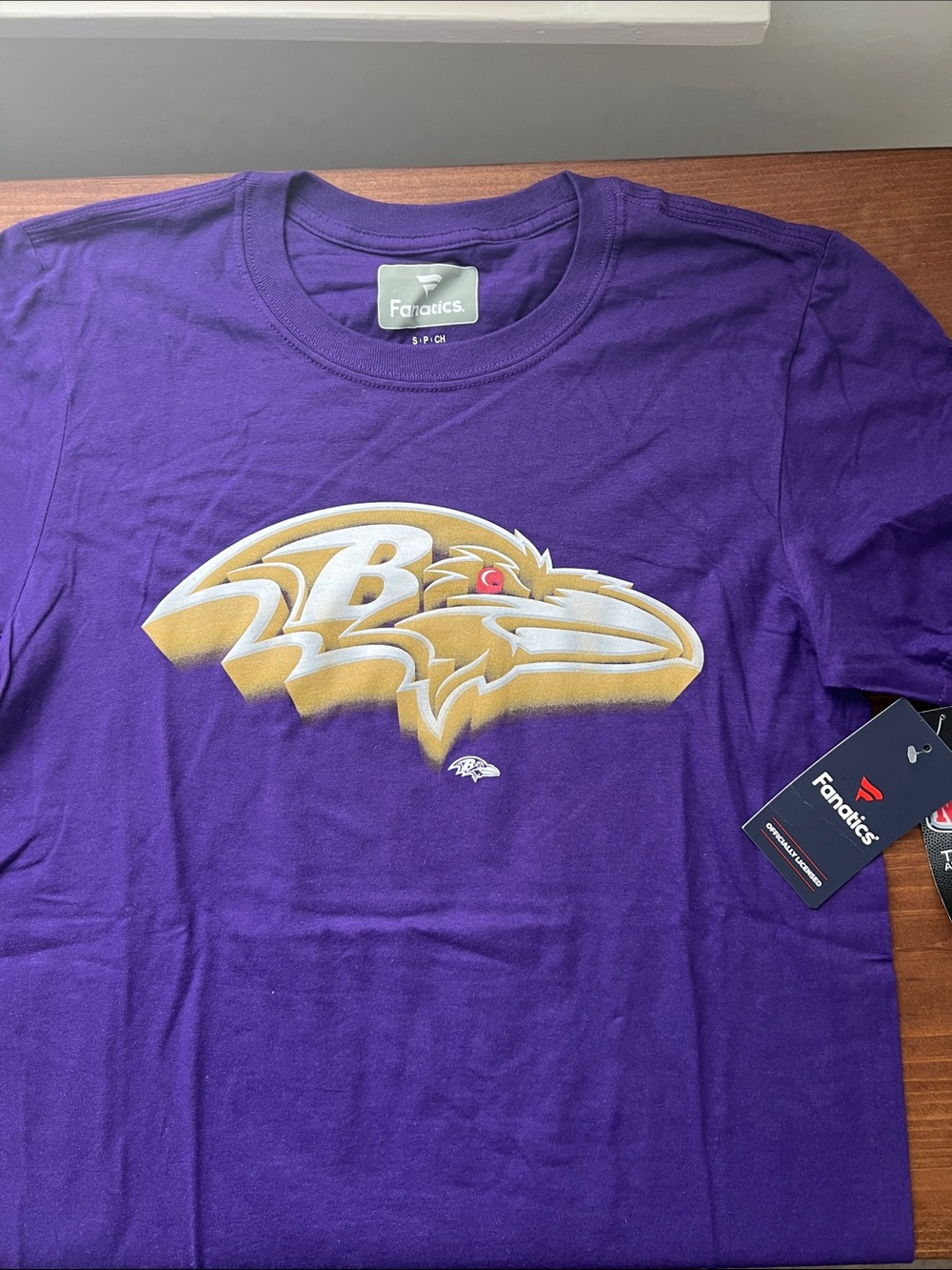 Fanatics Purple Baltimore Ravens Logo Tee with Gold Accent